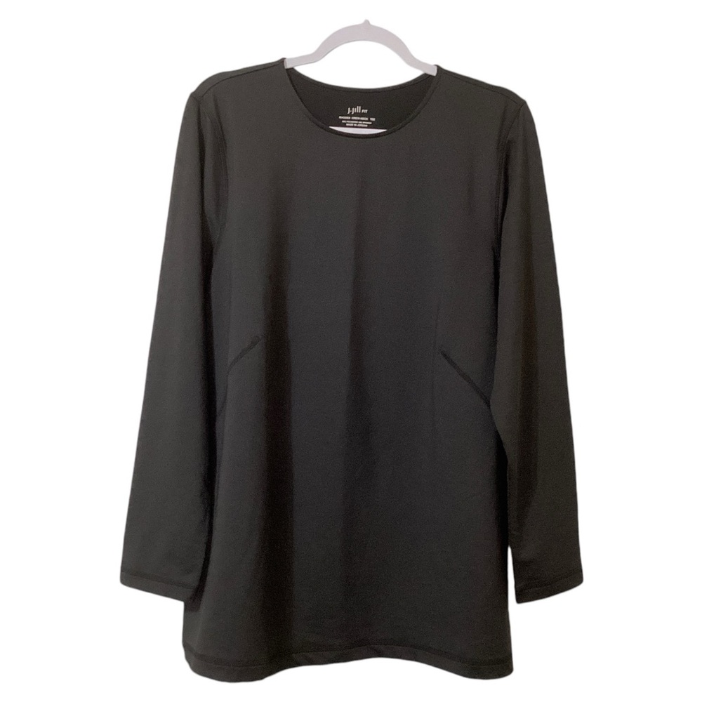 J. Jill Fit Women’s Rhodes Crew-Neck Tee Long Sleeves Stretch Black Shirt Sz XL
